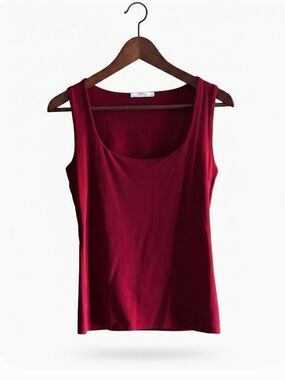 Zara Scoop Neck Tank — Burgundy Red